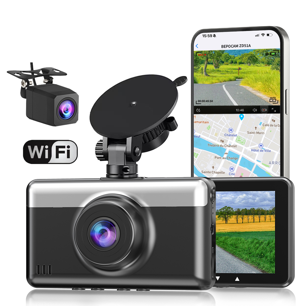 ZD51A car camera Ai ADAS +Super Night Vision, 4K+2K Front Rear Dashcam for Cars, Front and Rear Dual Channel, Parking Mode, Wi-Fi, GPS, 3